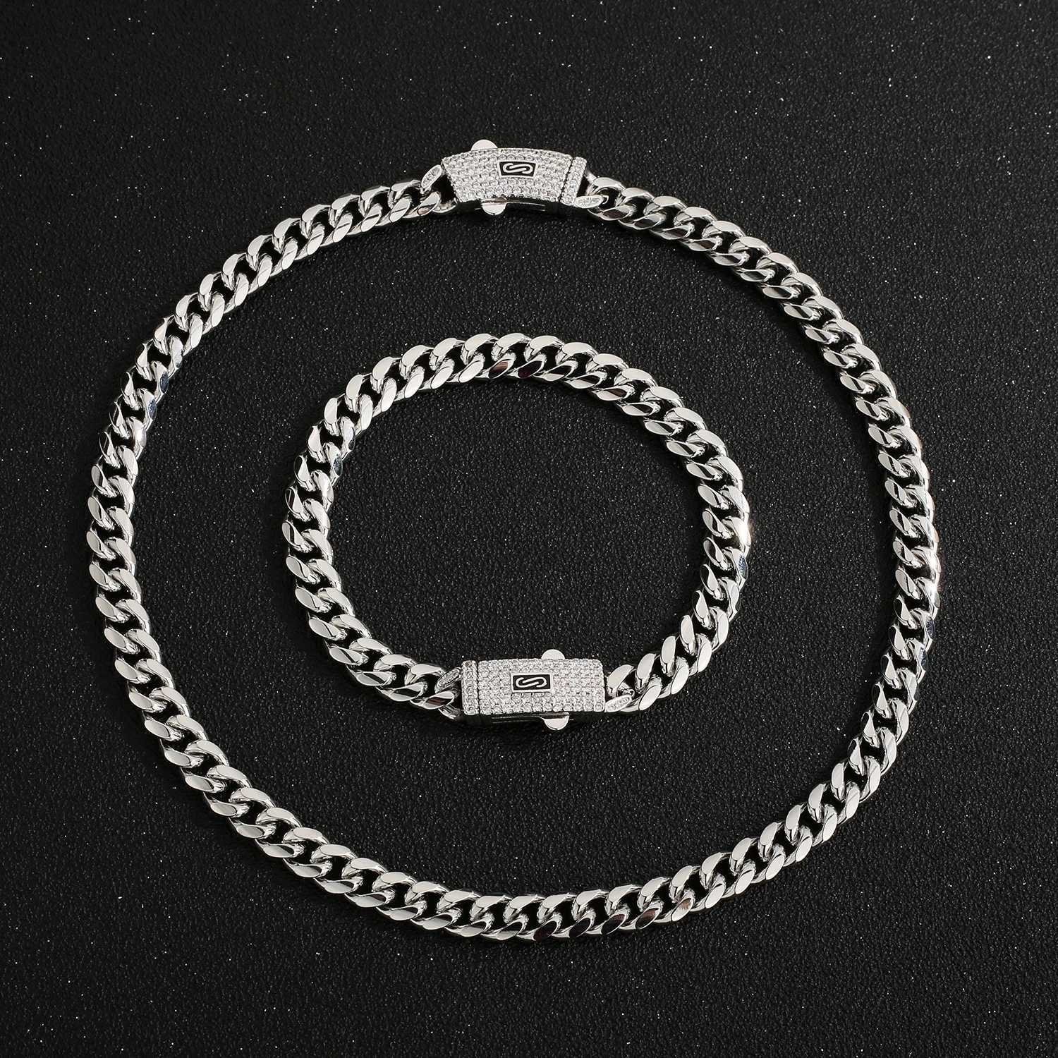 Silver Monaco anklet width 4N6N8N length 23cm25cm hip-hop anklet for men and women Y250805