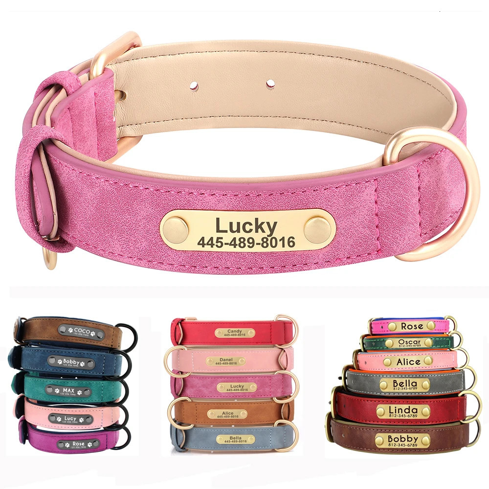 Custom Leather Dog Collar Personalized Collars with Free Engraved Nameplate for Small Medium Large Dogs Pitbull Labrador XS-XXL 250805