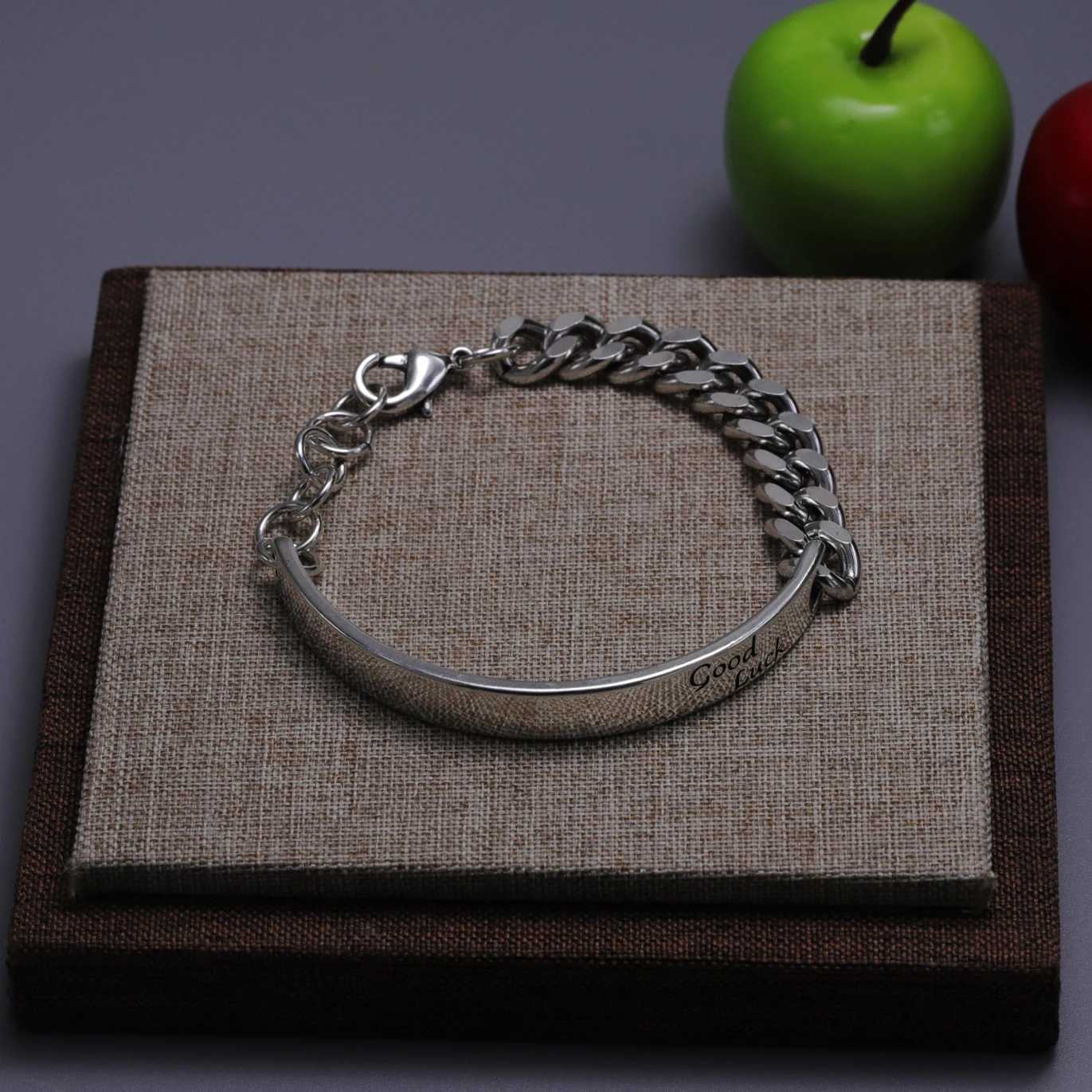 925 Sterling Silver Chain Asymmetric Bracelet for Women Vintage Lucky Letter Punk Jewelry Gift Dropshipping W250807