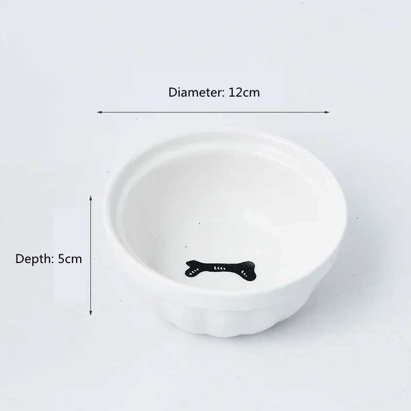 Ceramic Pet Bowl Protect The Spine Table High Foot Oblique Dog Feeder Dog and Cat Bone Print Bowl Pet Supplies Accessories Y250806