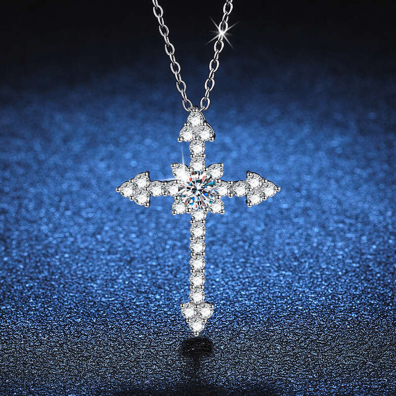 Iced Out VVS Pendant Full Dia Cross 50 1 ct Moissanite Necklace
