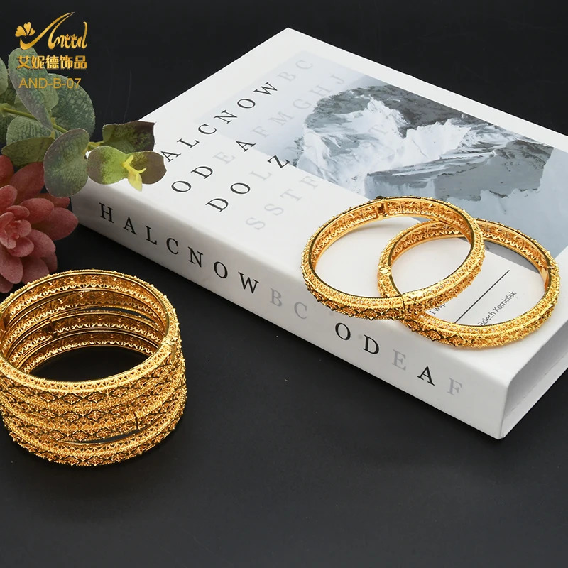 ANIID Bangles For Women Indian Jewelry Gold Color Bracelets Dubai Wholesale African Bracelet Moroccan 250805