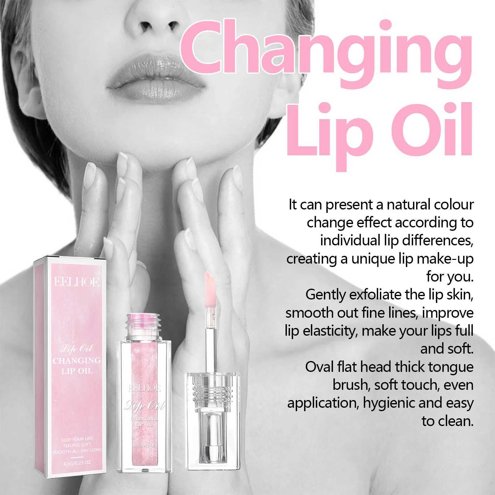 Eelhoe 6.5g Plumping Lip Oil Color Changing Nourish Lip Glow Reduce Lip Lines Natural Lasting Moisturize Anti Cracking Lip GlossXJ250807