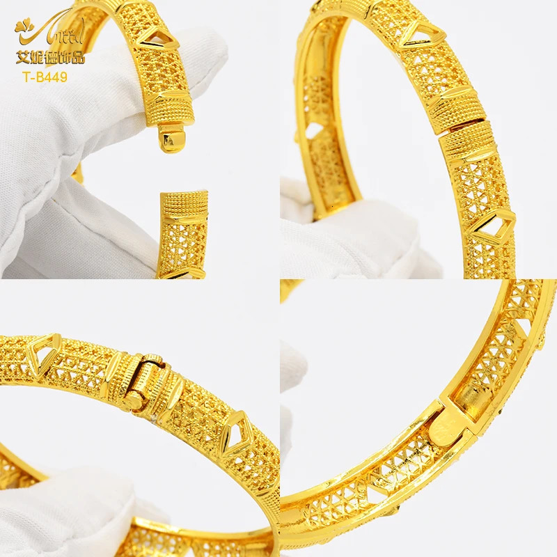 ANIID Dubai Gold Color Bangles For Women 24K Gold Plated Indian African Bracelets Charm Wedding Ethiopian Arabic Jewelry 250801
