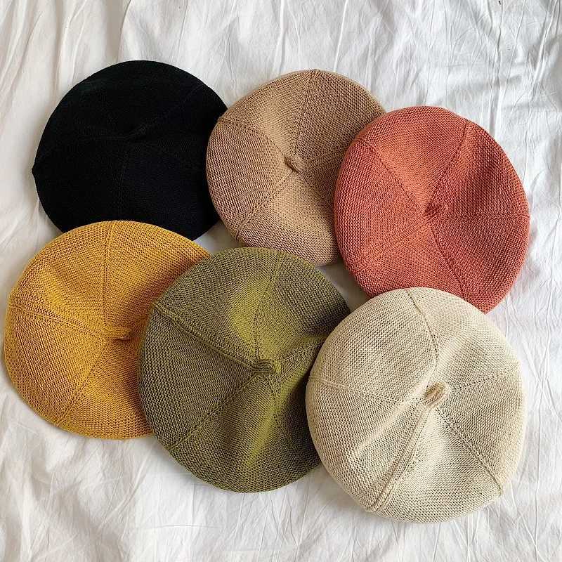 Beret Hat For Women Summer Cotton Linen Thin Style Janese Literature And Art RETRO Breathable Beret Fashion Solid Painter Hat XJ250807