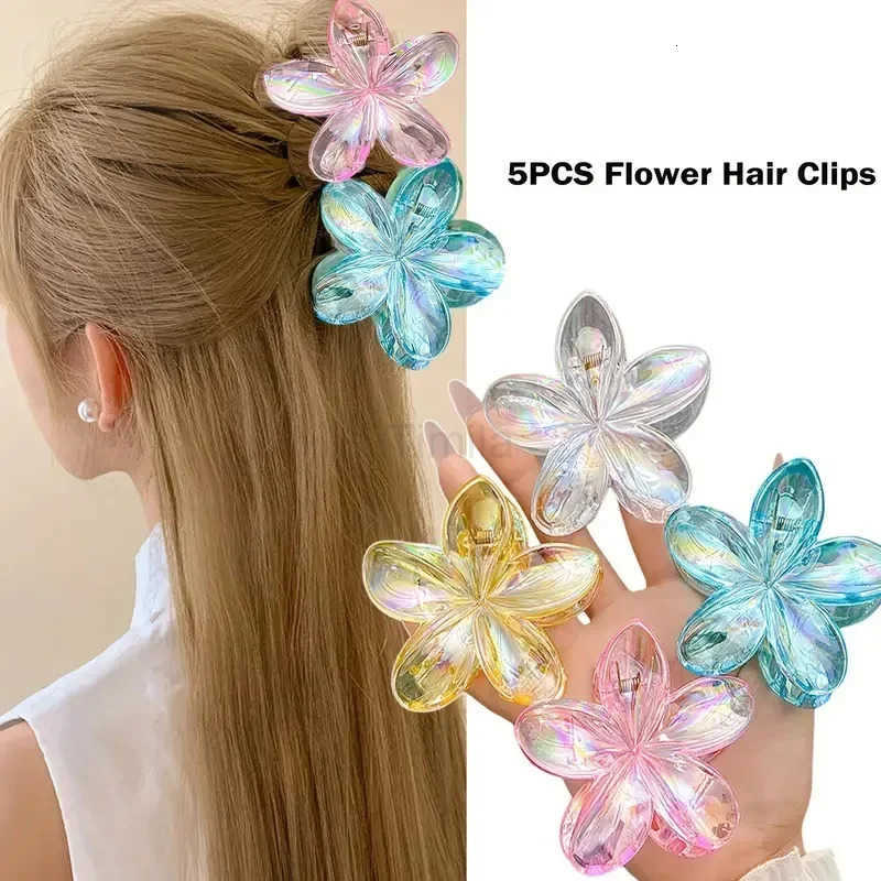 Hairpin Flower Hair Clip Cute Grab Clip Plastic Large Hair Claw Beach Headwear Hair Accessories Transparent Hair Clip Female U250807