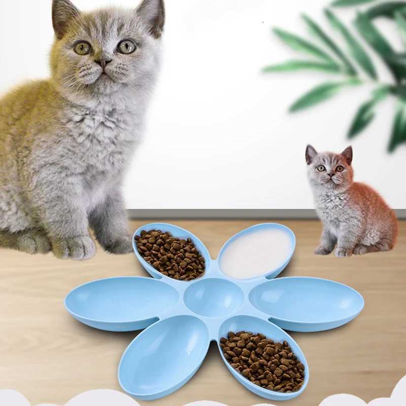 Flower Shaped Pet Bowl with 6 Connected Bowls for Small Dog and Cat Water Dish Puppy Feeding Bowls Slow Down Eating Feeder Y250806