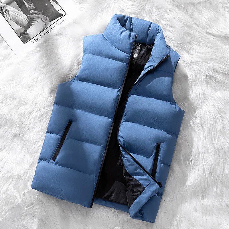 Winter Warm Vest Jacket Men Waistcoat Windbreaker Clothing Vests Puffer Sleeveless Coats Mens Solid Color Down Vest Jacket 250804