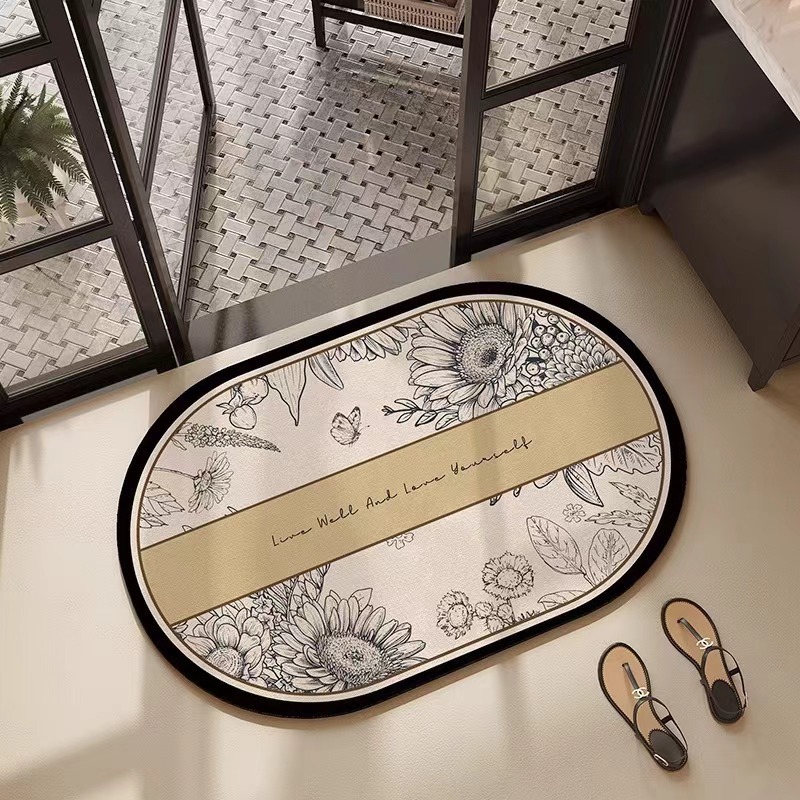 Luxury designer Bath Mats carpet bathroom kitchen floor mat print Retro yoyer floor mat bathroom water absorbing and non slip home decoration Pink