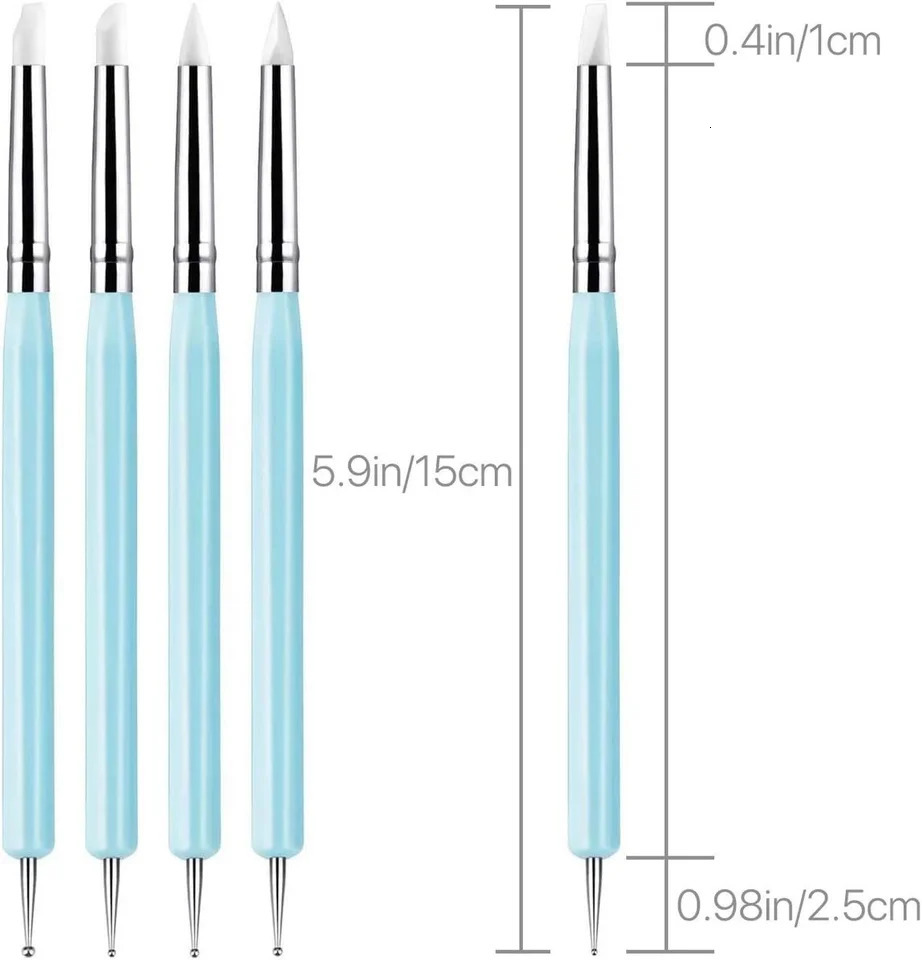 5Pcs Silicone Clay Sculpting Tool for Brush Modeling Dotting Nail Art Pottery Clay Tool DIY Carving Sculpting Tools Soft Head 250814