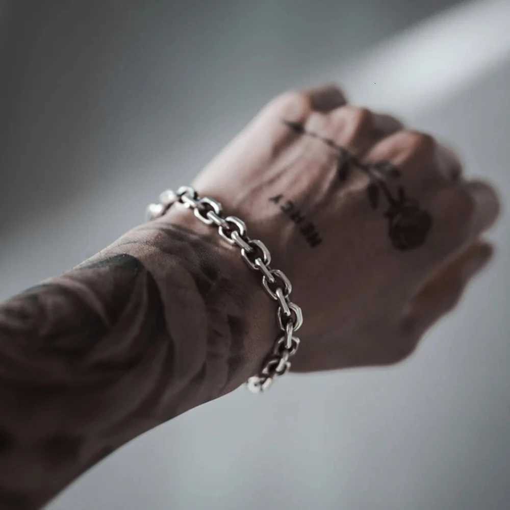 Punk Heavy Beveled Cable Chain Bracelet for Women Men Stainless Steel Chunky Thick Link Chain Bracelet Grunge Y2K Bracelet W250807