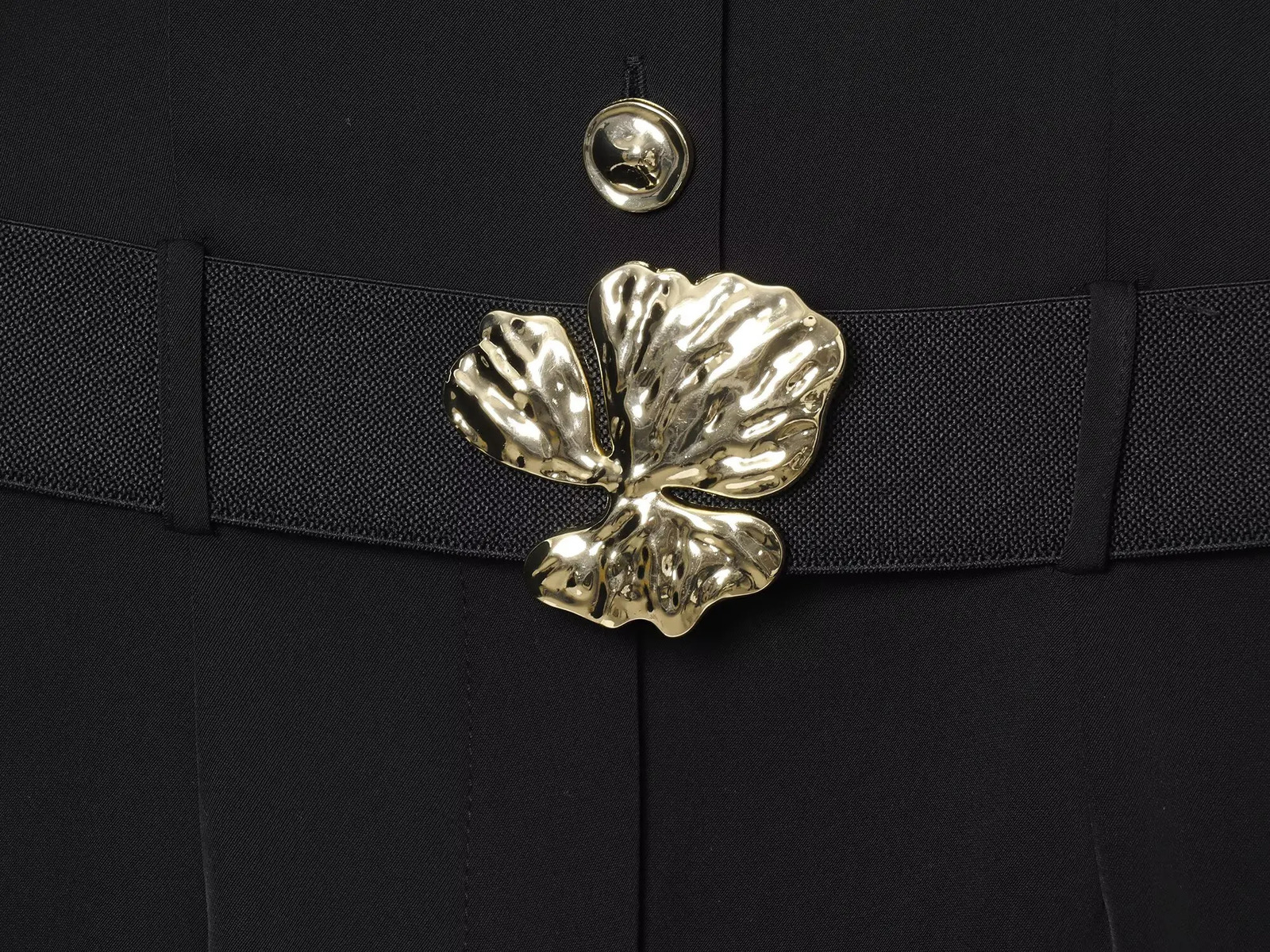 Womens Summer Black Round Neck Button Zipper High Street Sleeveless Jumpsuit Fashion Belt Decoration 250807