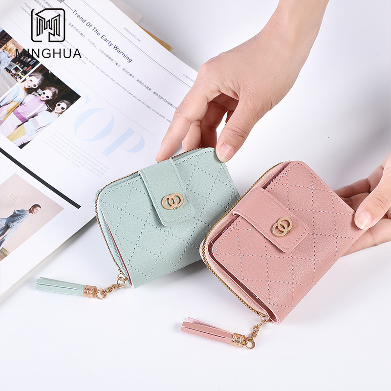 Free Shipping Designer Luxury New Women's Wallet Short Solid Color Card Holder Simple Button Small Coin Purse Casual Handbag