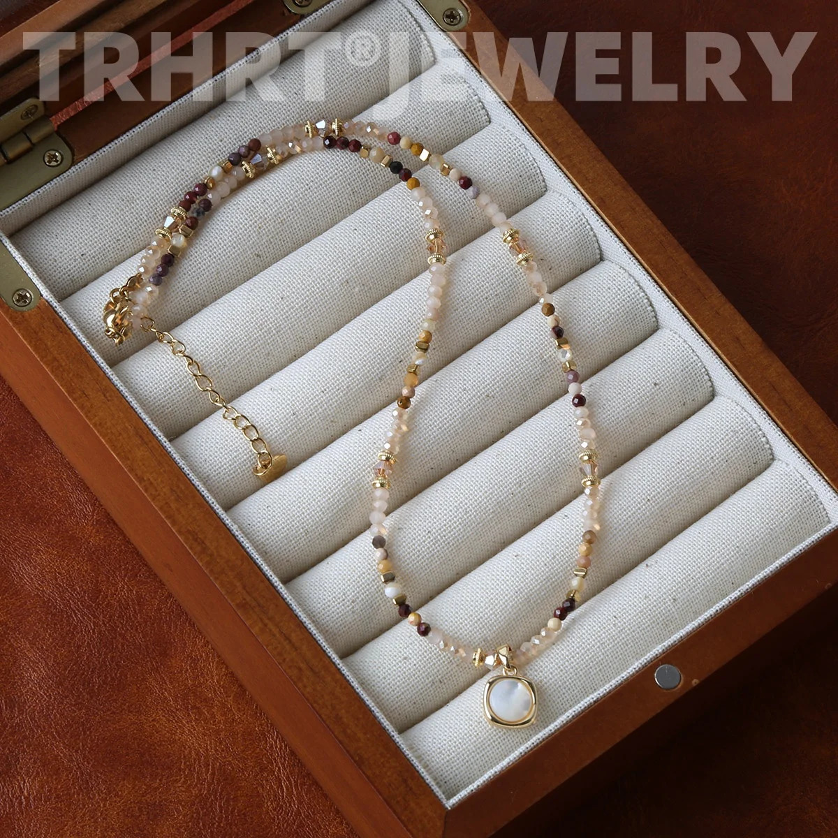 Trendy Natural Stone Crystal Collar Chain Necklace Copper Plated Handmade Stylish Beads Jewelry Bijoux Gift 250730