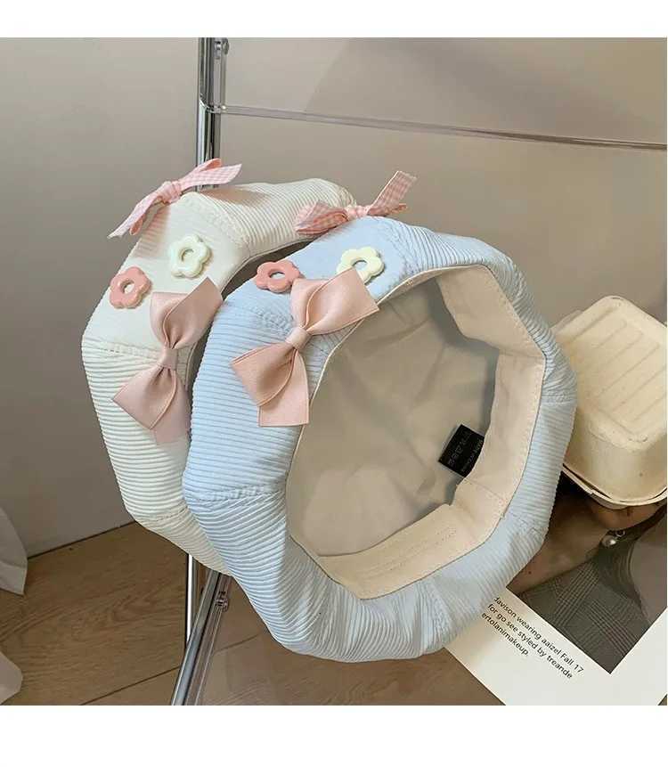 Womens Beret With Bow Flower - Janese Cute Versatile Painter Hat Slimming For Large Head Dopamine Fashion C Gift For Her XJ250807