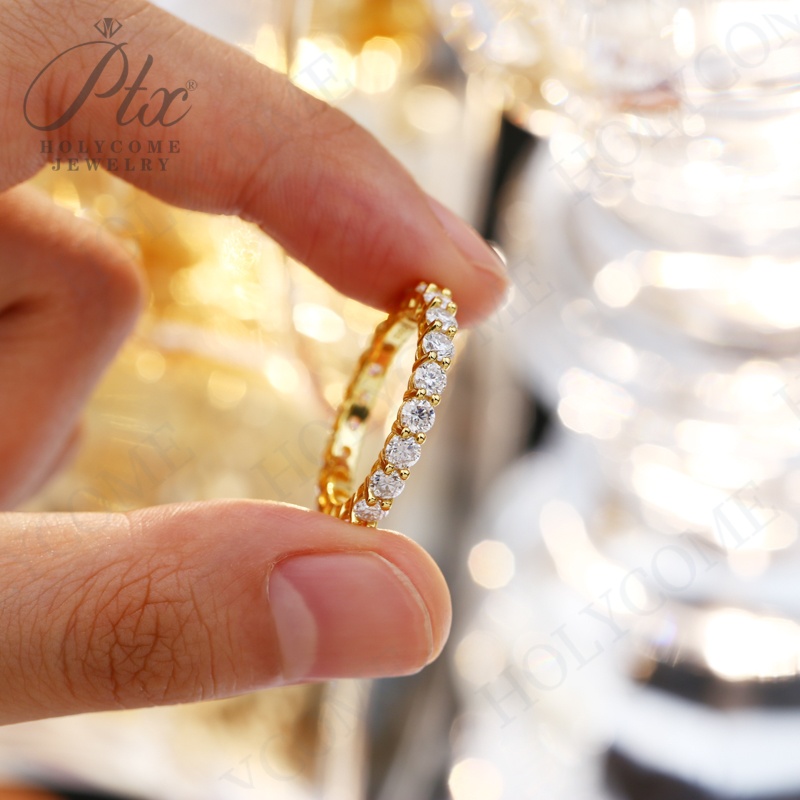 3MM Moissanite Full Circle Row Diamond Ring 925 Sterling Silver Pass Diamond Test For Women Wedding Fine Jewelry Engagement Eternity Bands