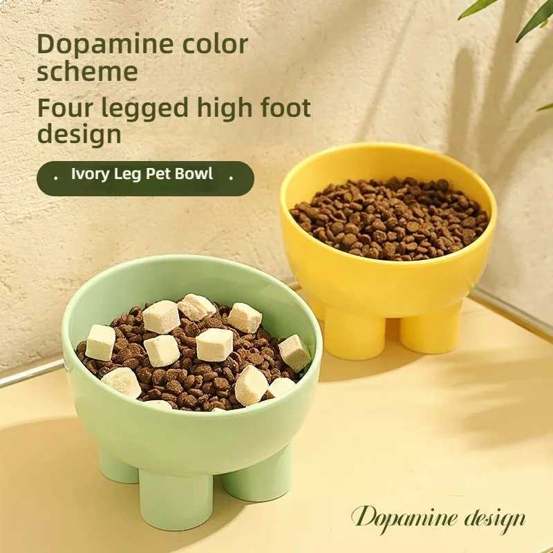 Macaron Elephant Leg Neck Protector Bowl Cat Food Basin Cat Bowl Anti-knock Pet Bowl Food Utensils Cat Food Bowl Y250806