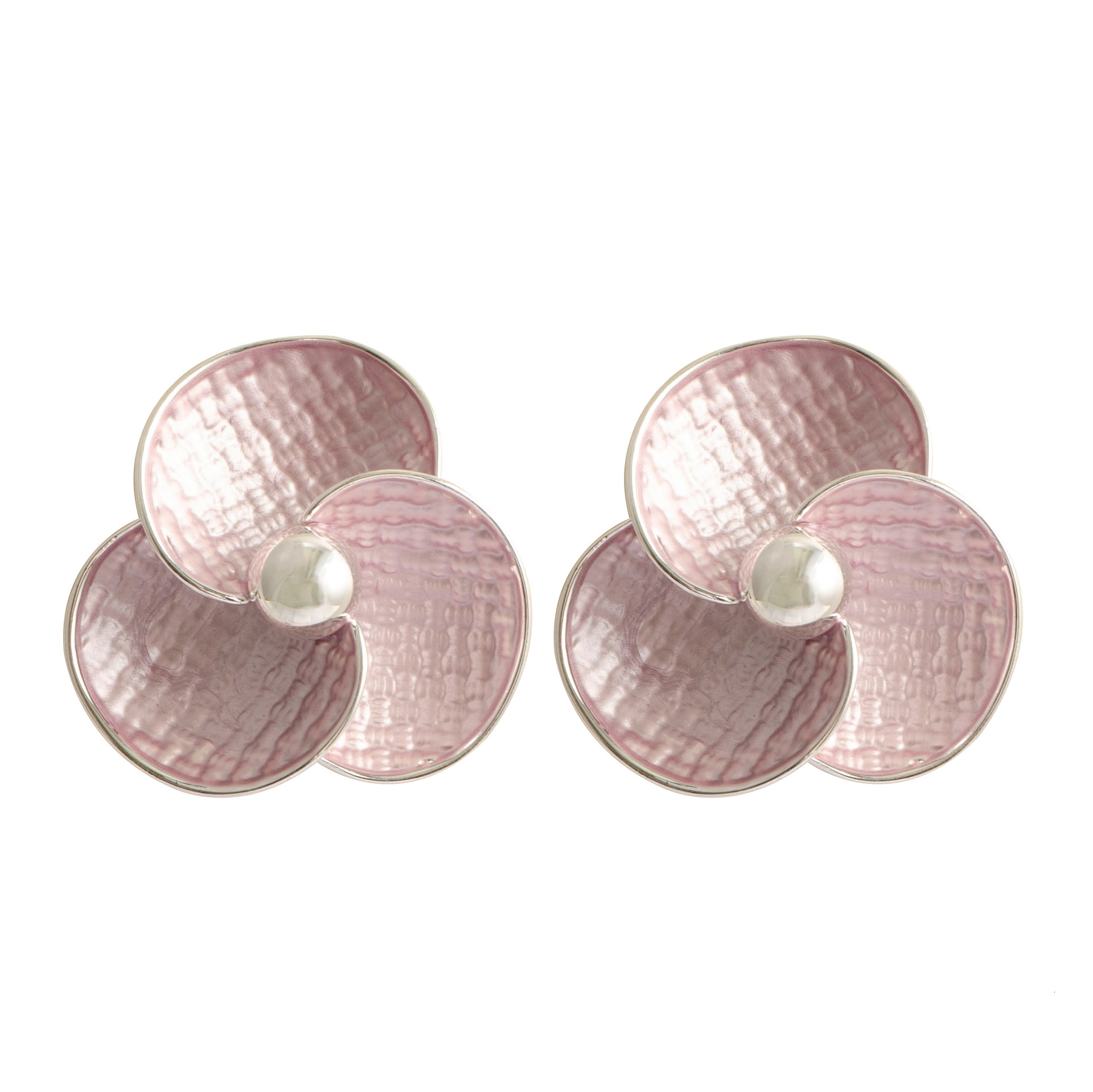 Fashion Lacquer Floral Stud Exaggerated Elegant High-end Commuting Sier Needle Earrings