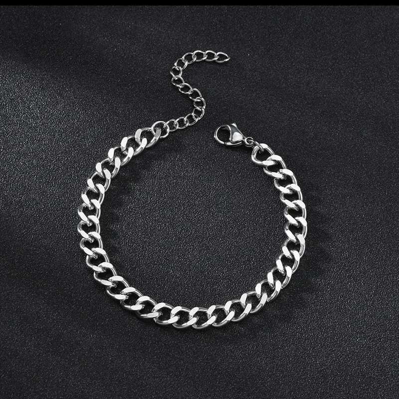 3.5-7MM Stainless Steel Chain Bracelets For Men Women Punk Curb Cuban Link Chain Bracelet Fashion Party Never Fade Jewelry W250807