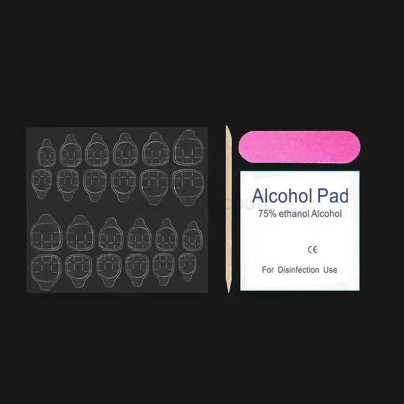 24 Pcs French Design Fake Toe Nails Press on Toe Nails Summer False Nails Acrylic Reusable Toe Nails Decorated Nails With Tool Kit M250807