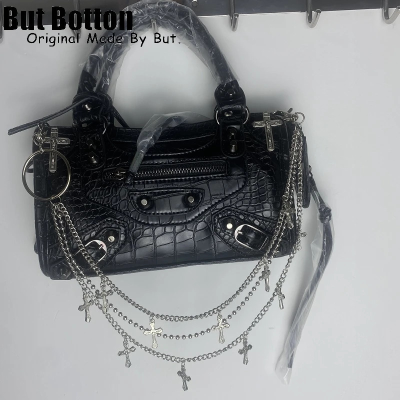 Y2K Punk Metal Cross Skeleton head Chain Pearl Chain Women Shoulder Bag Handbag Decorative chains Pendant DIY Accessories 250807