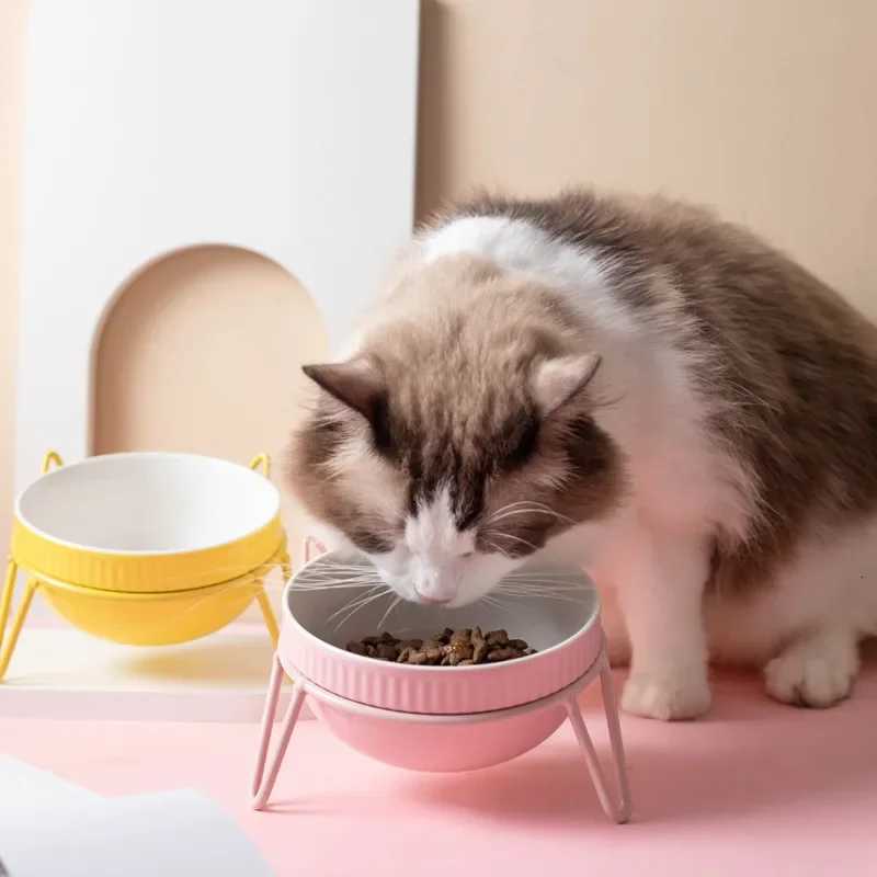 Fashion Cartoon Ceramic Pet Bowl Protect The Spine Table High Foot Dog Feeder Dog and Cat Cartoon Bowl Pet Supplies Accessories Y250806