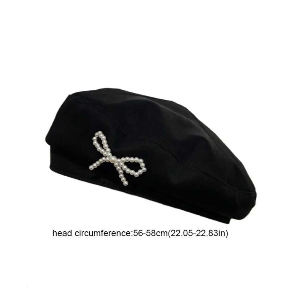 Fashion Pearl Bow Beret Solid Color Y2K Style Girl Women Octagonal Hat Korean Style Newsboy Painter Hat Streetwear XJ250807