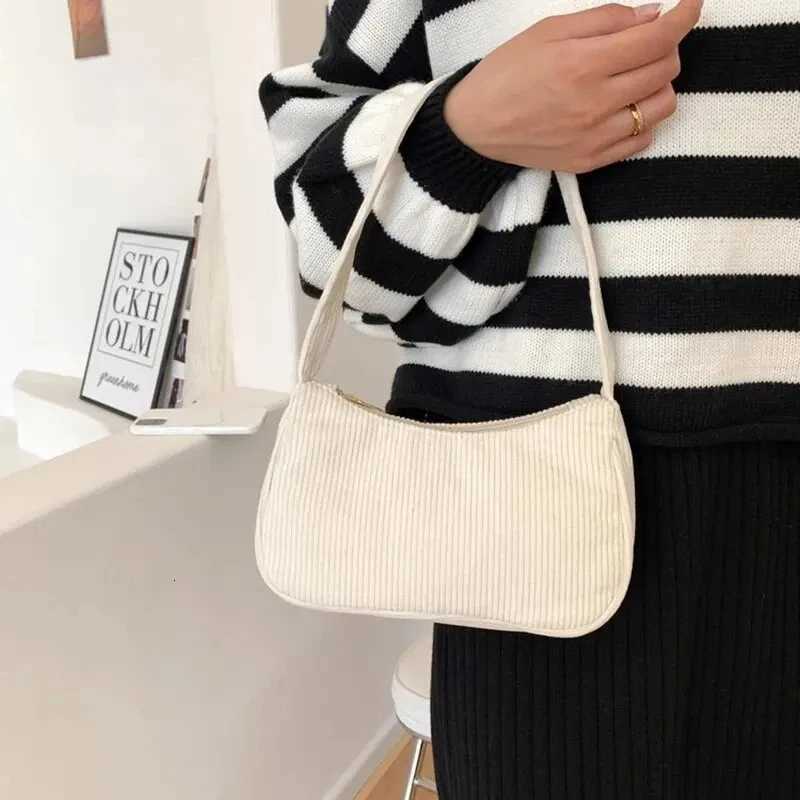 Underarm Bag Womens Half Moon Shoulder Bag FAshion Solid Color Small Handbags For Women New Zipper Corduroy CluTCh Z250807