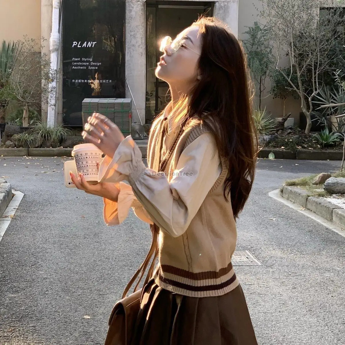 2025 autumn Korea style fashion suit womens shirt vest top skirt temperament college school uniform jk a698 250729