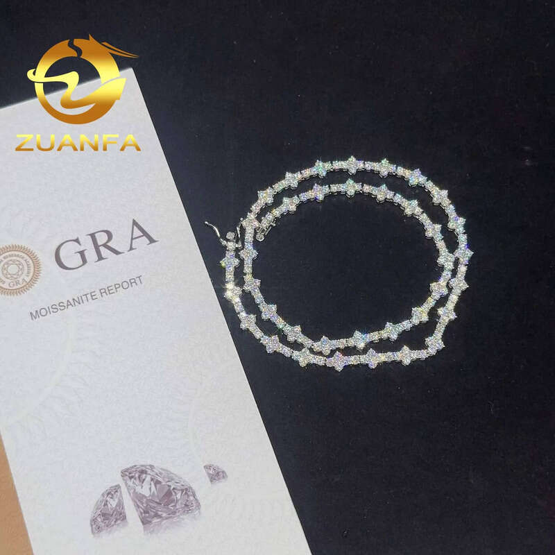 Ready Shipping 3mm New Style Hip Hop Bracelet Sier Vvs Tennis Moissanite Chain Women mens Necklace