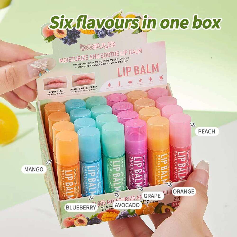 24Pcs Fruit Series Set Honey Grape Avocado Moisturizing Repair Anti-Cracked Non-sticky Lip Balm for Lips Skin Care X250807