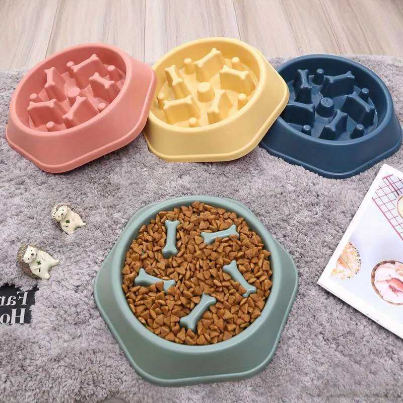 Pet Slow Food Bowl Anti-choking Feeder PP Plastic Dish Bowl Home Dog Eating Plate Anti-gulping Feeding Supplies Y250806