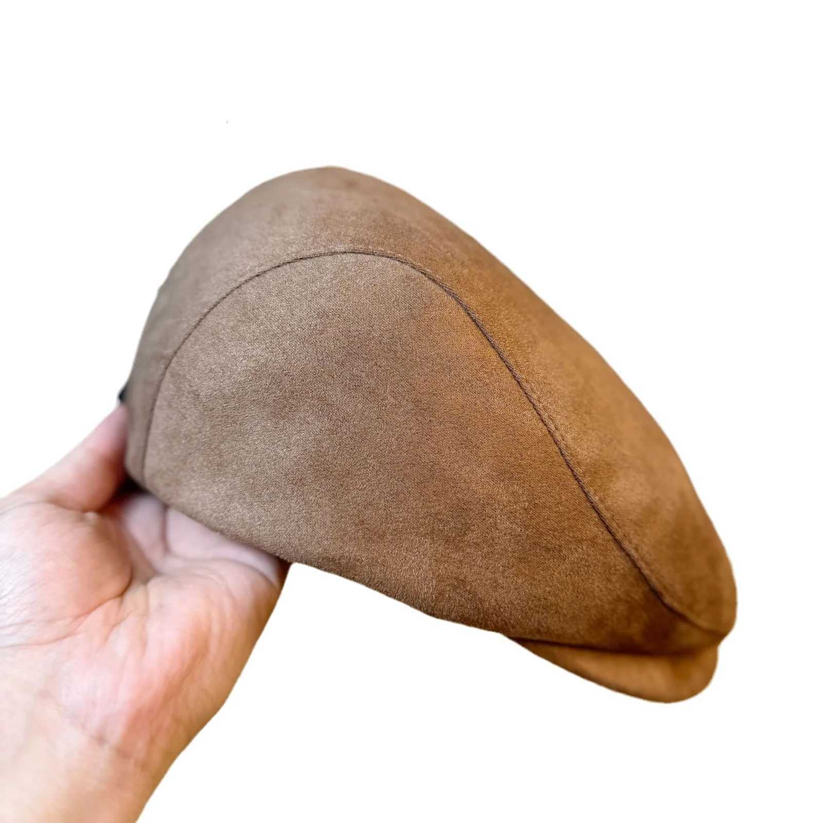 New Unisex Autumn Hat Suede Faux Leather Solid Color Beret For Women Vintage Warm Visor Winter For Men Outdoor Gift XJ250807