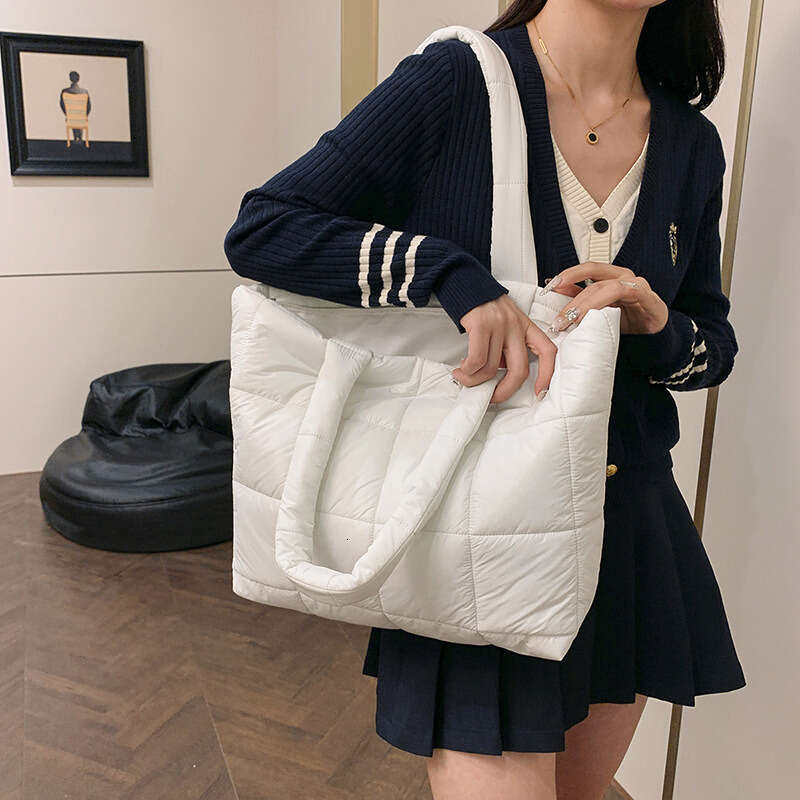 Shoulder Bag Light And Soft Bag Autumn Winter New Down Large Capacity Tote Korean Style Casual Cotton Fashionable Single Shoulder Handheld