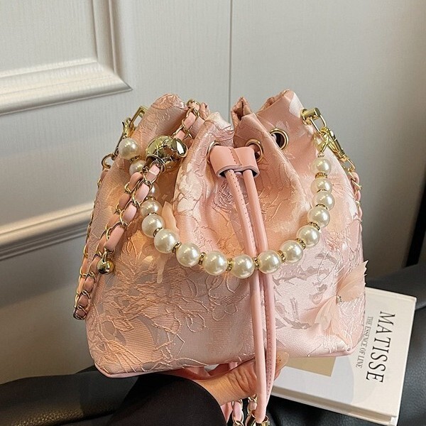 Free Shipping Designer Luxury New Chinese Style Single Shoulder Bag Women's Pearl Handbag Fashion Crossbody Bag Cheongsam Style Embroidered Handb