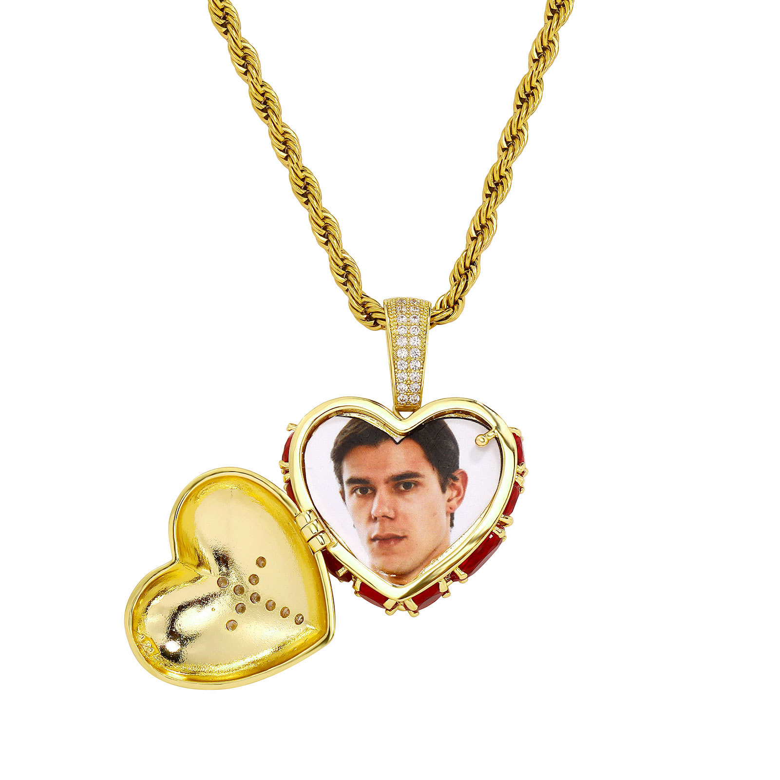 Custom Heart Shape Photo Pendant Necklace Memorial Frame Lover Couple Jewelry