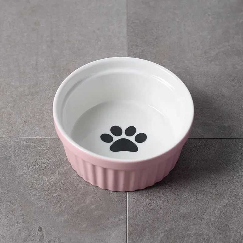 Pet Ceramic Bowl Kitten Puppy Ceramic Bowl Water Feeder Cat Food Feeding Dish Dispenser with Raised Stand Cat Accessories Y250806