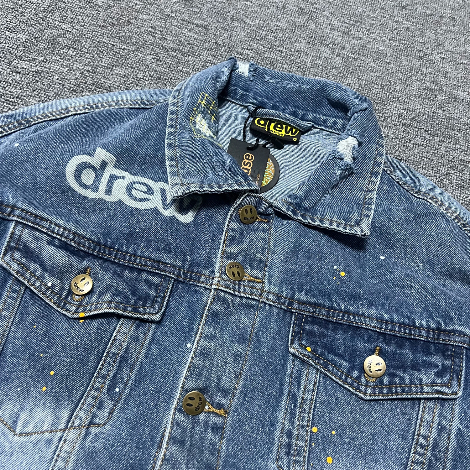 Drew House Printing logo Men's Clothing autumn and winter designer niche American retro print loose denim jacket