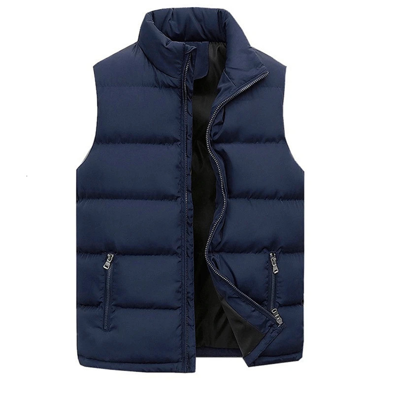FGKKS Winter Men Vest Parkas Cotton Casual Sleeveless Stand Thick Clothes Solid Color Vest Jacket Male 250805