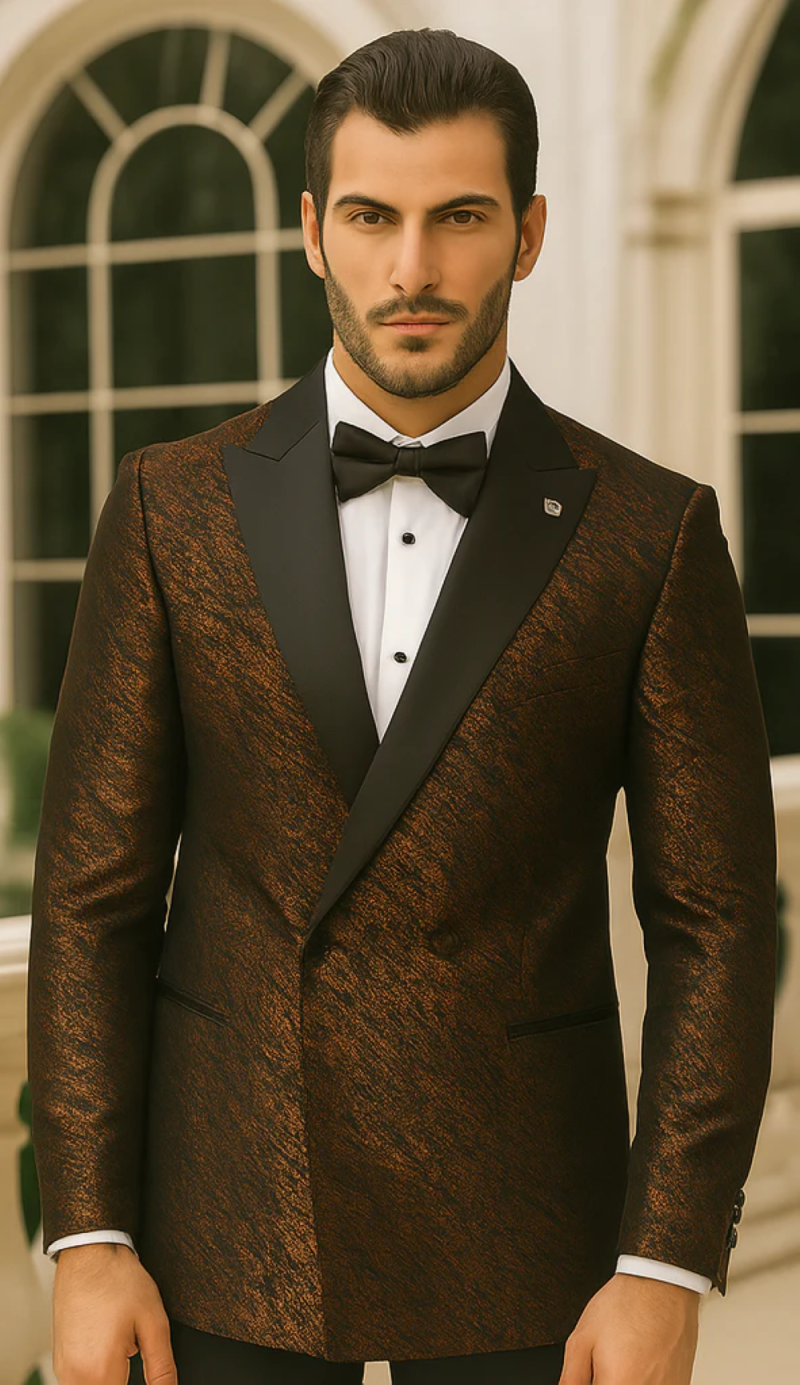 Jacquard Men Suits 1 Piece Jacket Peaked Lapel Single Breasted Wedding Groom Tuxedos Party Customized