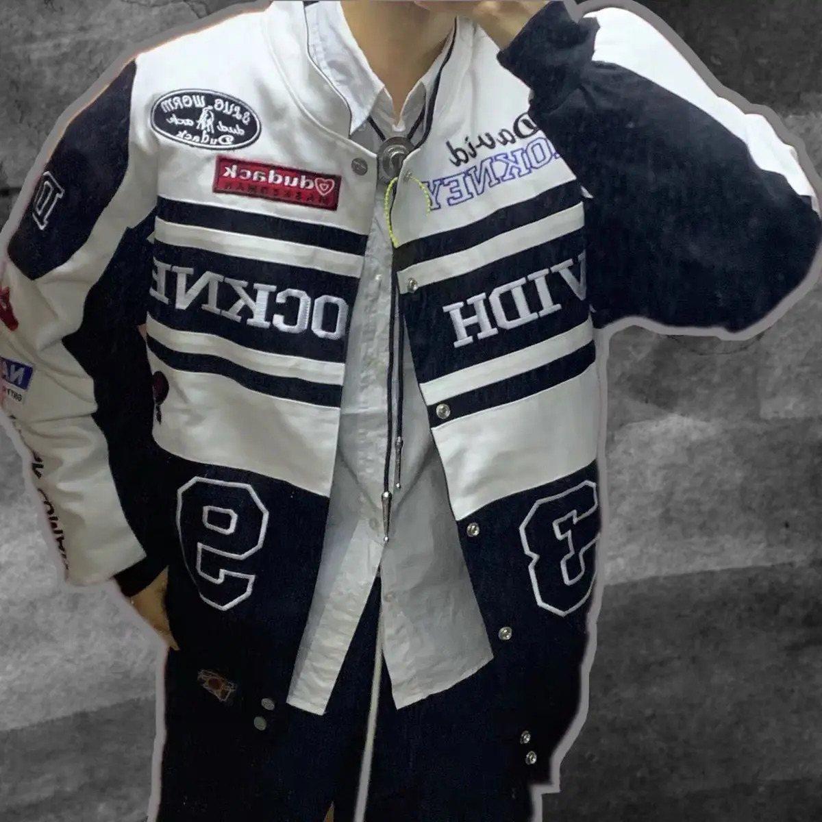 Heavy Industry Embroidery Coat In Outdoor Stand Collar Racer Motorcycle Clothing Men Women Racing Biker Jacket 250805