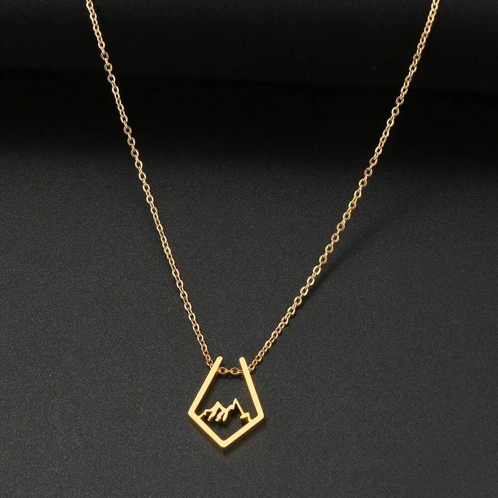 Stainless Steel Necklaces Irregular Mountain Peak Pendant Chain Collar Charm Fashion Necklace For Women Jewelry Party Men Gifts Jewelry for Women