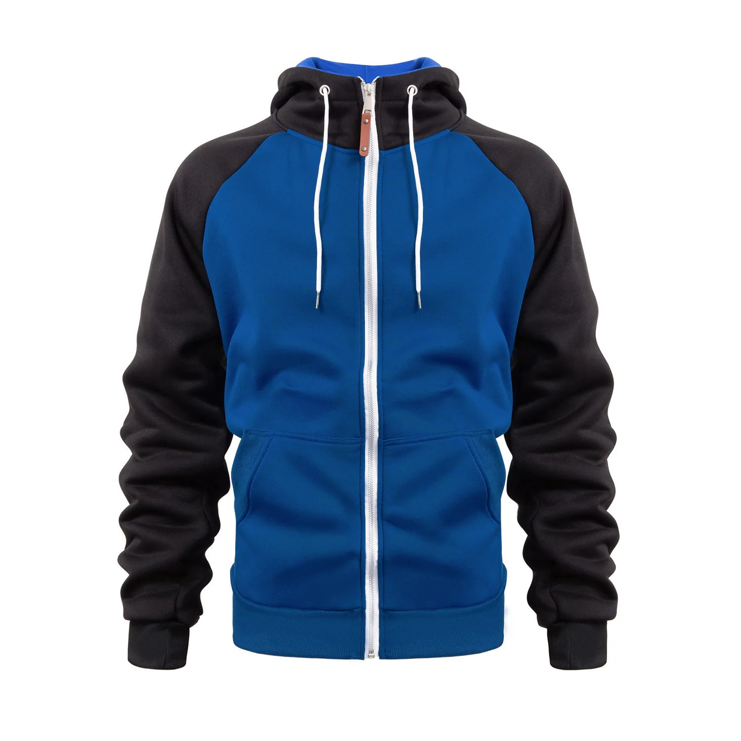 Mens hooded sweatshirt with long sleeves zippered closure medium pockets jacket for winter and autumn 250807
