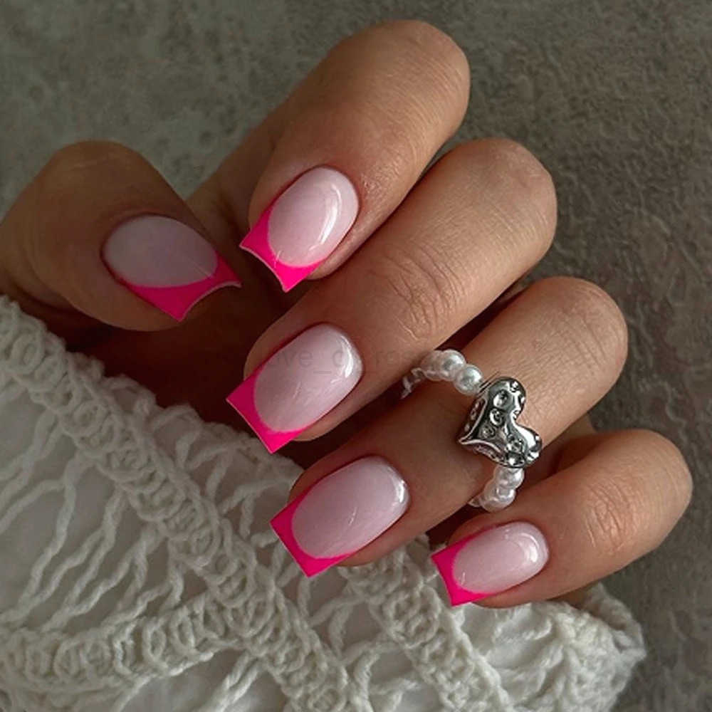 ellow French Fashion Wearable Nail Art Summer Simple Short Almond Fake Nails Detachable Finished False Nails Press On Nails Z250807