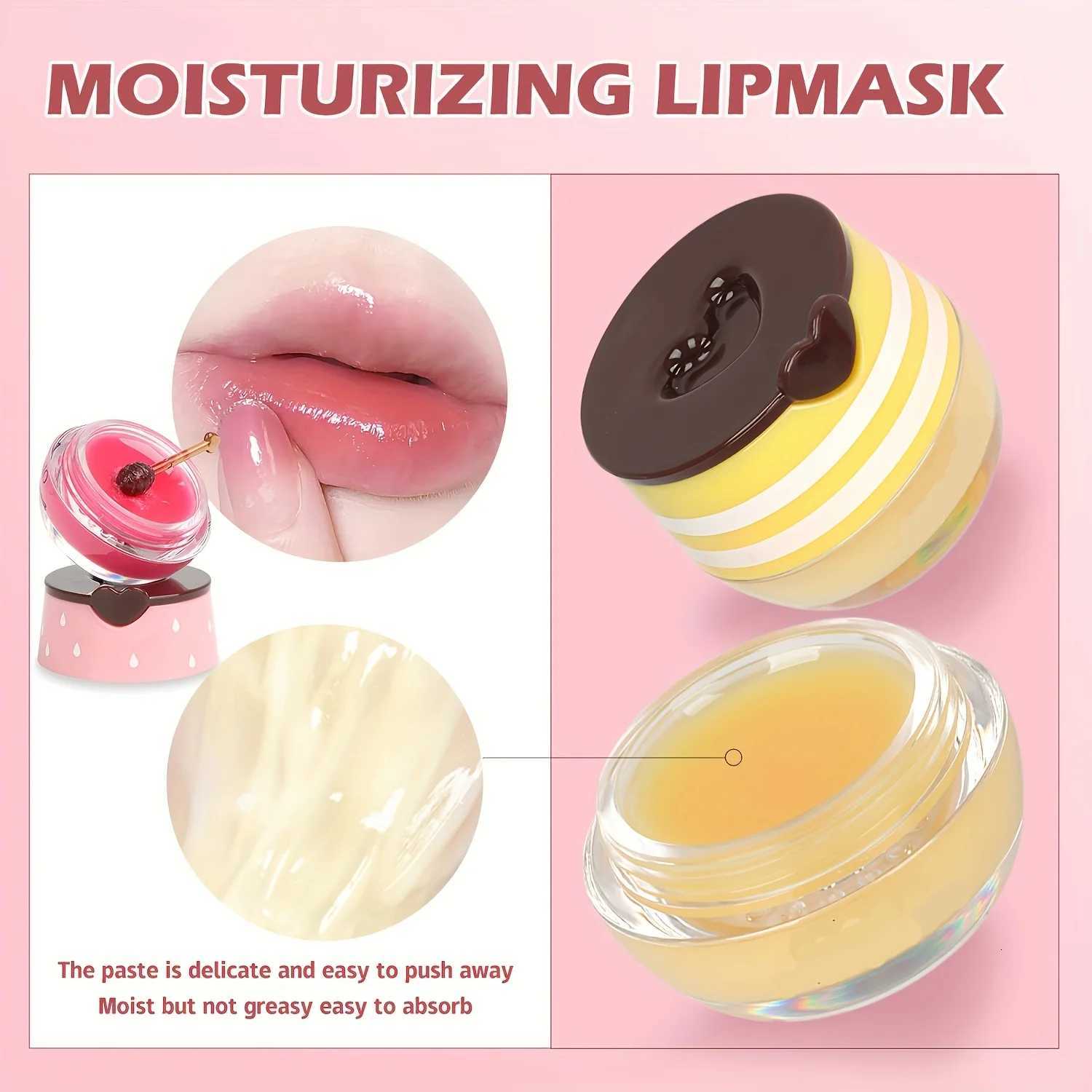 Lip Mask Honey Pot Moisturizing Lip Mask with Brush Lip Sleeping Mask Overnight Hydrating Lip Balm Lip Mask PropolisXJ250807