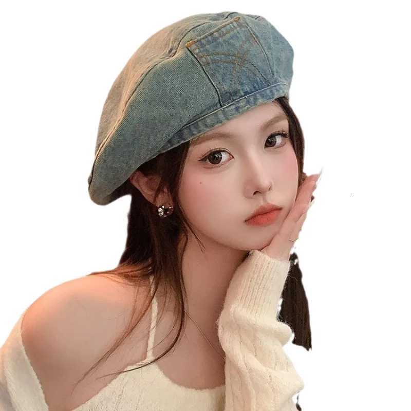 Spring Summer Denim Beret C for Women Outdoor Travels Berets Girls English Cap Men Womens Hats XJ250807
