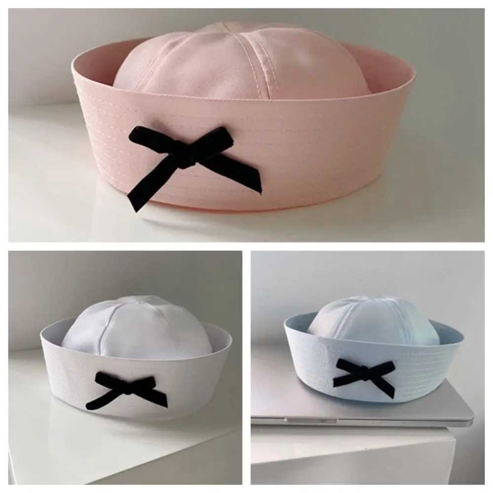 Sweet Bowknot Bow Beret Dome Flip Eaves Sailor Hat Korean Style Navy Cloth Streetwear XJ250807