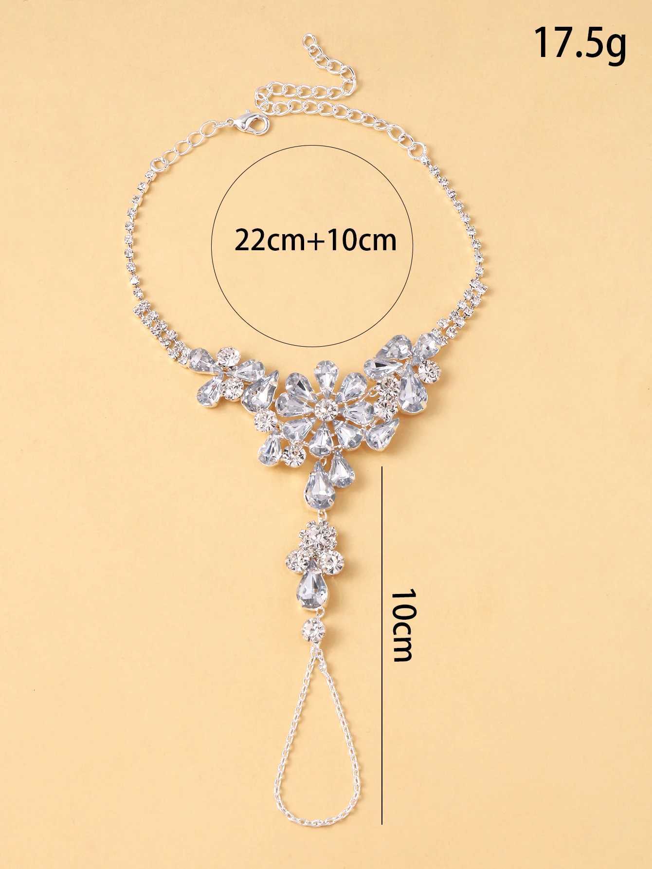 Summer Fashion Beach Sexy Flower Crystal Chain Finger Anklet Bride Wedding Geometric Rhinestone Anklet Jewelry Accessories Women Y250805