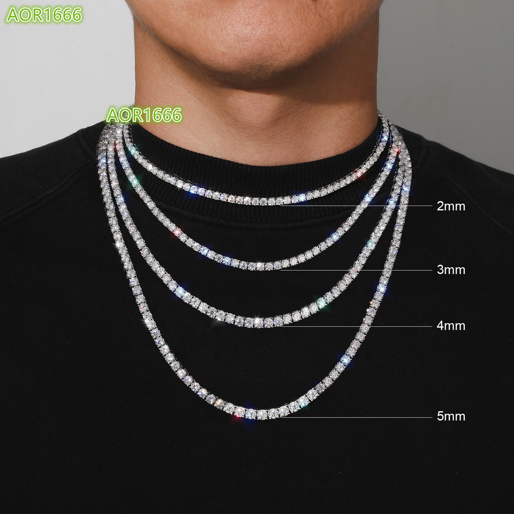 Wholesale Price Moissanite Diamond VVS Chain 2mm 3mm 4mm 5mm 925 Sterling Silver Men Women Iced Out Tennis Bracelets Necklaces