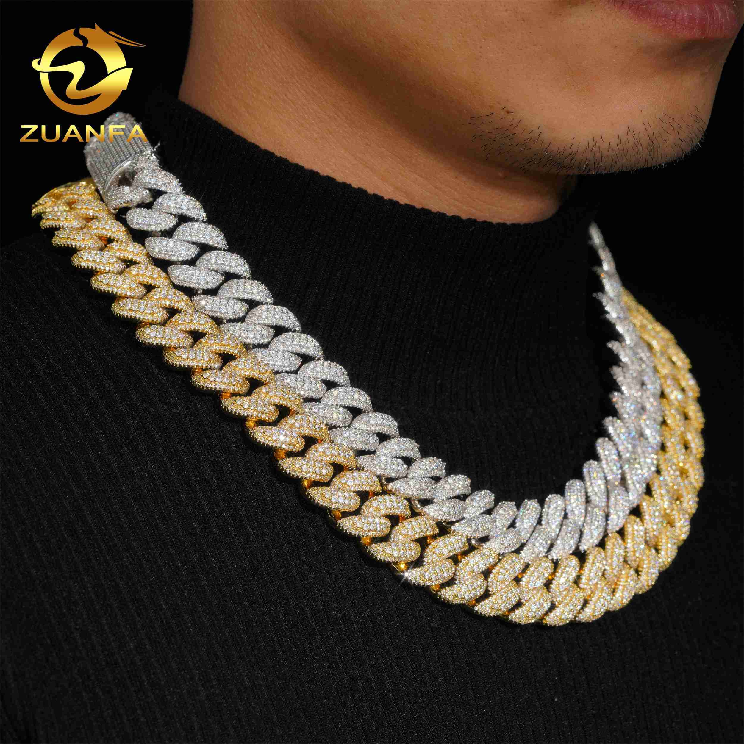 Factory Price Brass Iced Out Jewelry Hip Hop Miami Cuban Chain 5A Best Quality Cz Men Link Chain